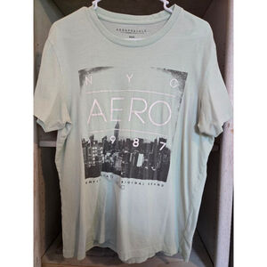 Men's Aeropostale T-shirt Size M Green Graphic Tee